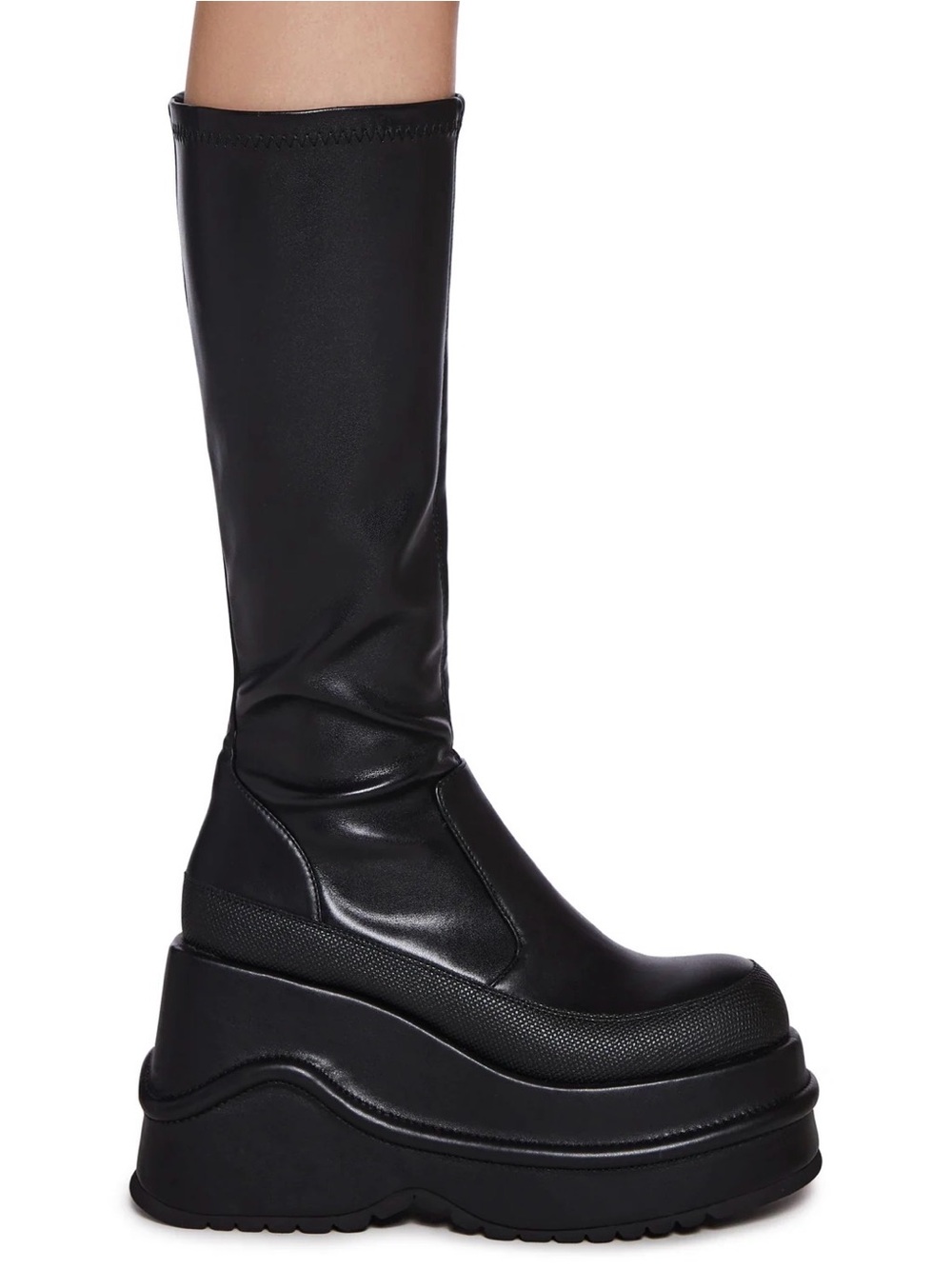 Current Mood Black Platform Knee-High Boots